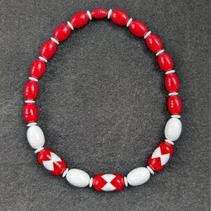 Vintage Avon Chunky Retro 80s Necklace Cherry Red & White Lucite Plastic